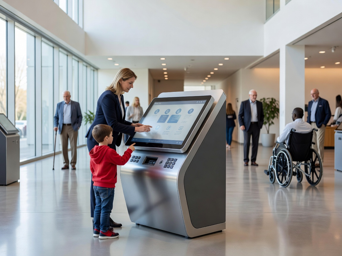 Accessible interactive information kiosk in a visitor-focused public space