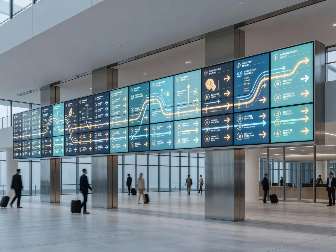 Connected destination displays presenting coordinated visitor information